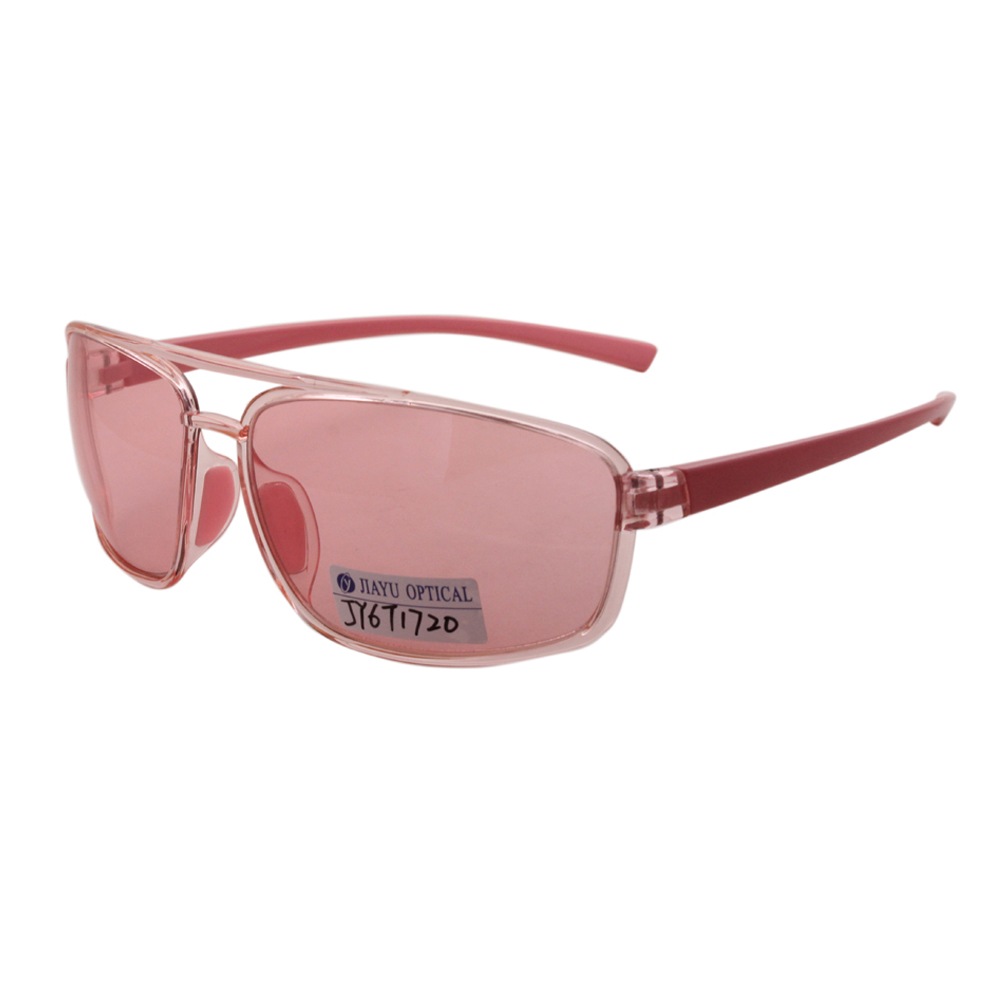 Pink Transparent Frame Double Bridge Women Fashion Sunglasses